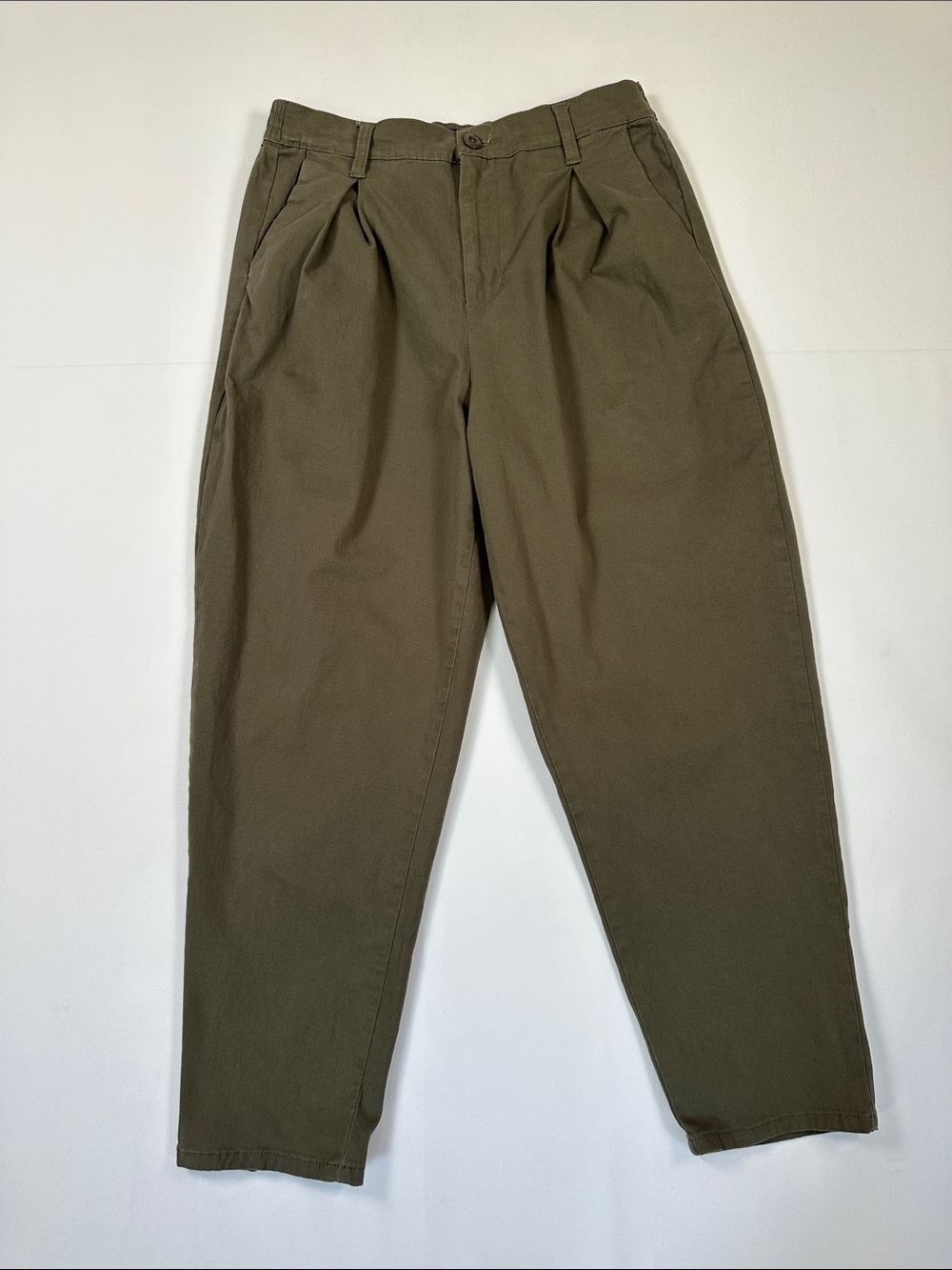 BCBGeneration Olive Green High Rise Barrel Leg Pants Utility Trousers M Workwear